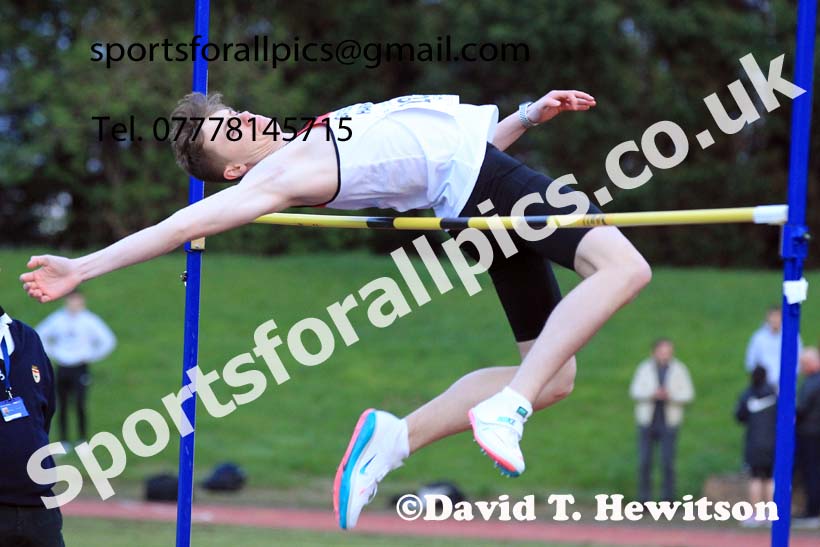 High jump 2022 NEGP No. 1,  Monkton Stadium, April 20th, on a very cold night. Photo: David T. Hewitson/Sports for All Pics